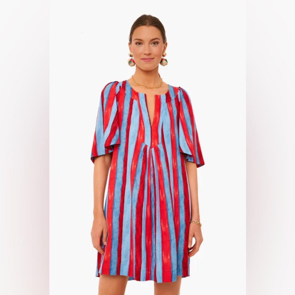 Tuckernuck Pomander Place Painterly Stripe Finley Flutter Sleeve Dress